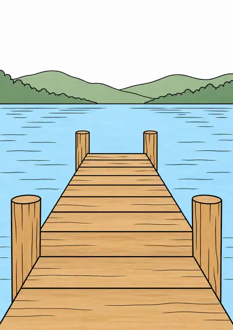 Wooden Pier at a Lake color example
