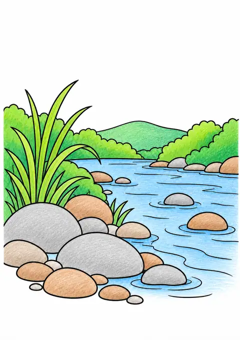 Riverbank with Rounded Stones color example