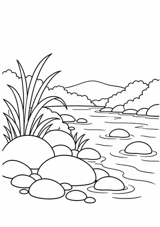 Riverbank with Rounded Stones