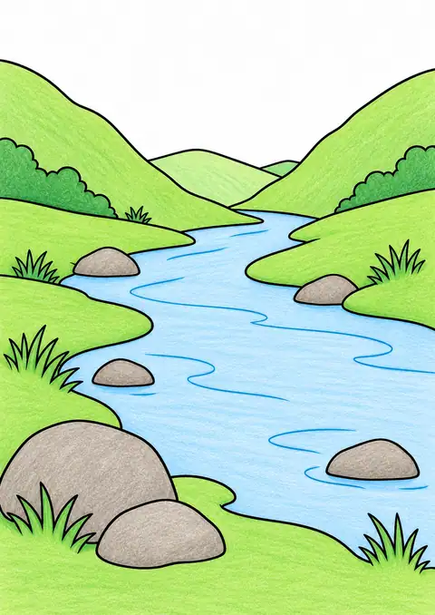 Stream through a Valley color example