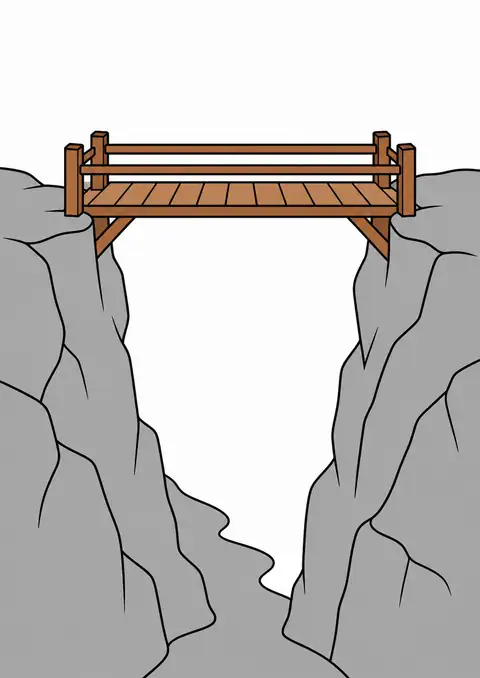 Wooden Bridge across a Gorge color example