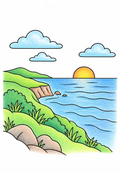 Hill Overlooking the Sea color example