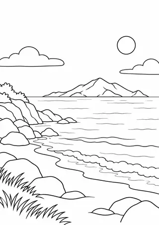 Coast with a Distant Island