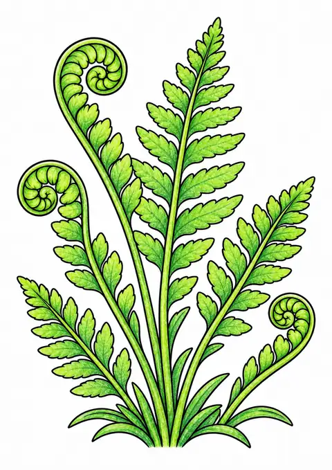 Young Fern Fronds color example