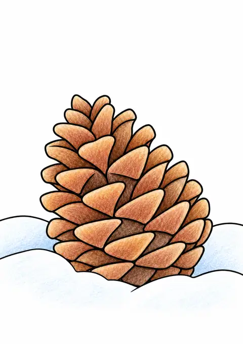 Pinecone on Snow color example