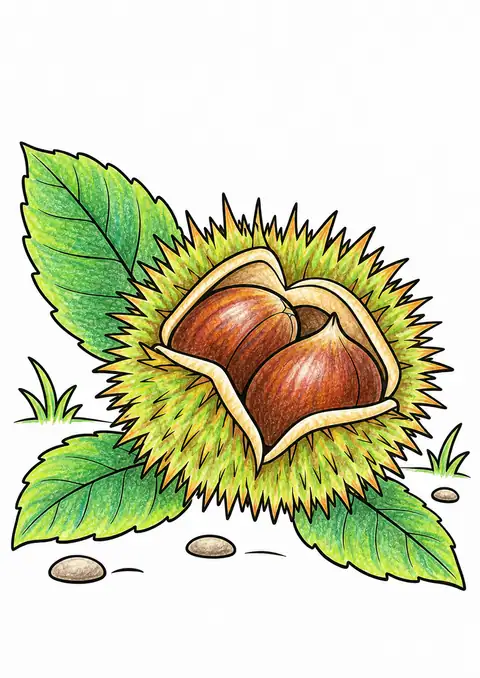 Chestnut Burr on the Ground color example