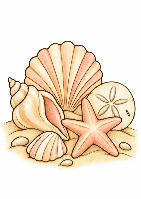 Summer Shells at the Shore color example