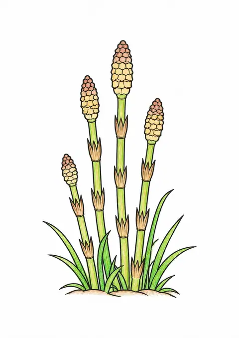 Horsetails Growing in Spring color example