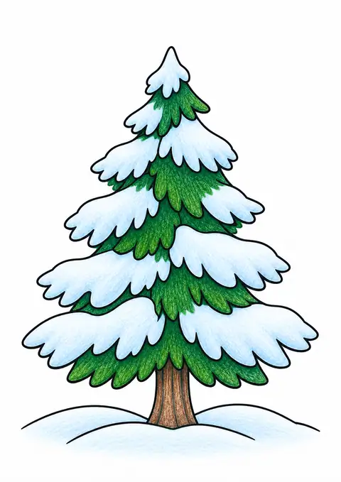Evergreen Tree in Winter color example