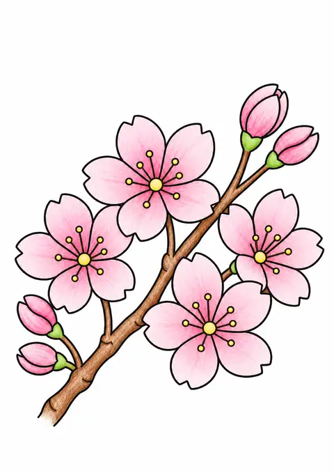 Cherry Petals beside a Branch color example