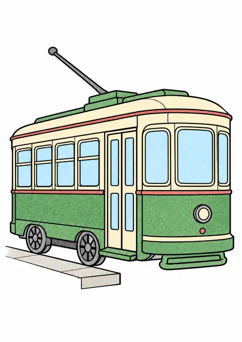 Streetcar at a Stop color example