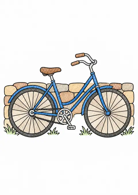 Bicycle Leaning against a Wall color example