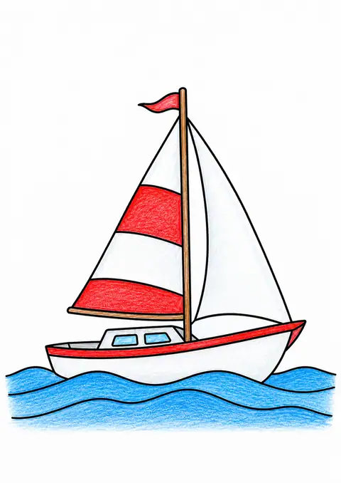 Sailboat on Gentle Waves color example