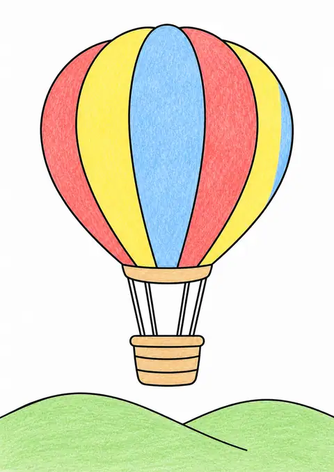 Hot Air Balloon above Hills color example
