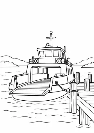 Small Ferry at a Pier