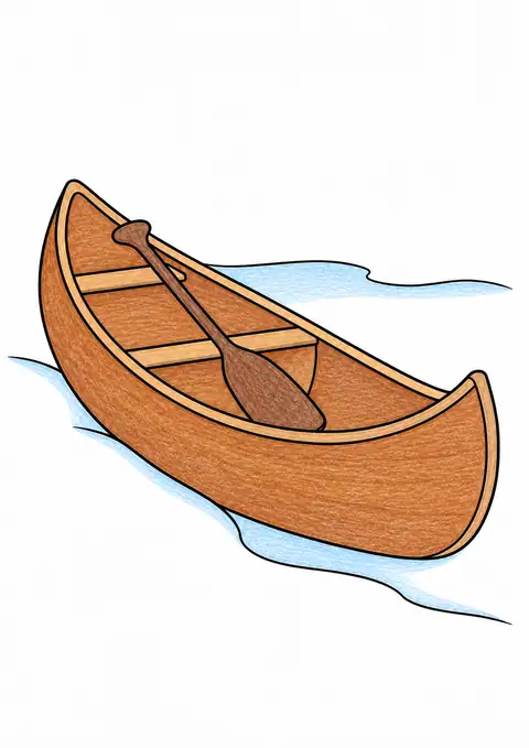 Canoe beside a Riverbank color example