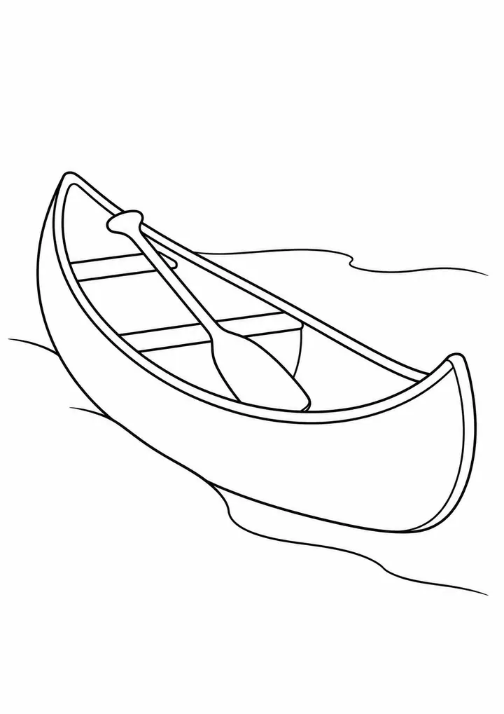 Canoe beside a Riverbank line art