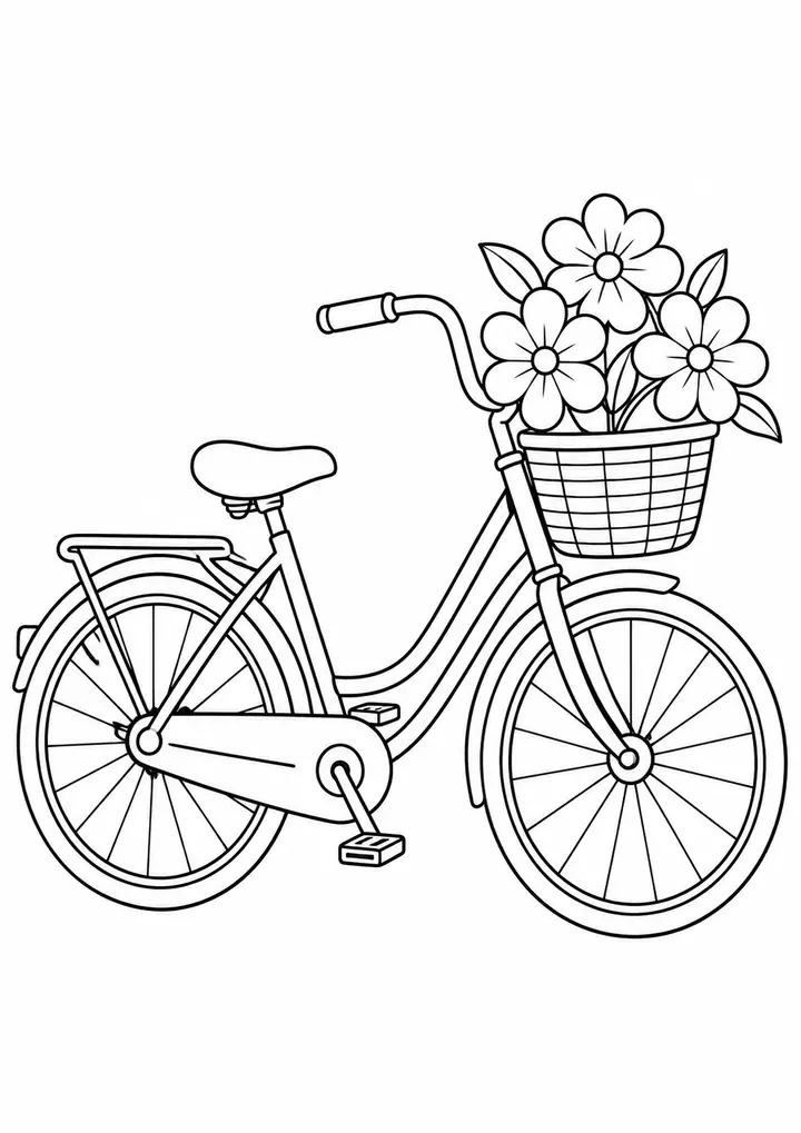 Flower Delivery Bicycle line art
