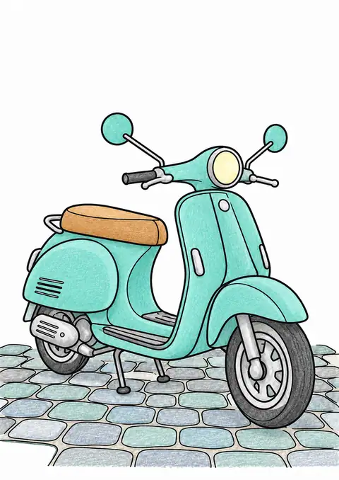 Small Scooter on Cobblestones color example