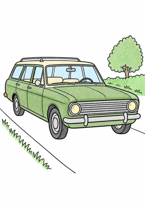 Station Wagon on a Country Lane color example