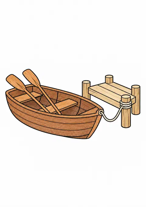 Rowboat beside a Pier color example