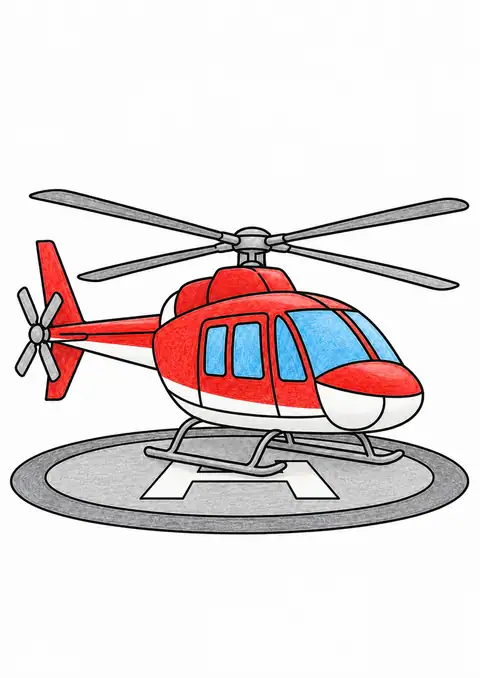 Helicopter on a Helipad color example