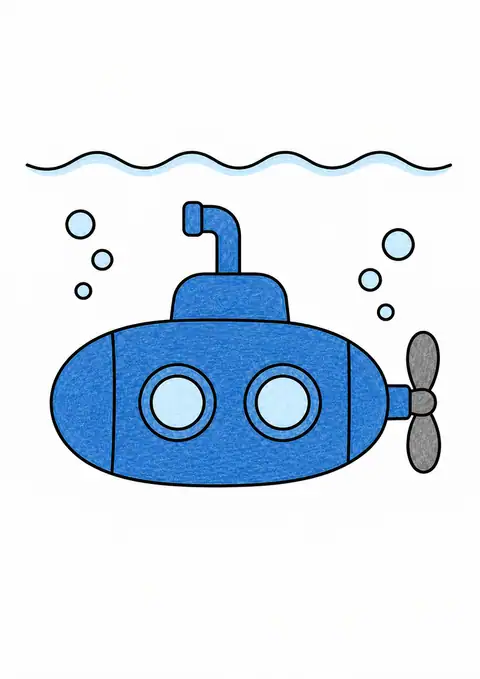 Submarine beneath the Surface color example