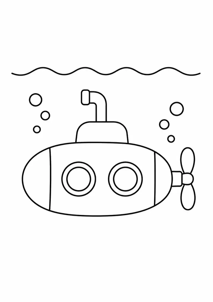 Submarine beneath the Surface line art