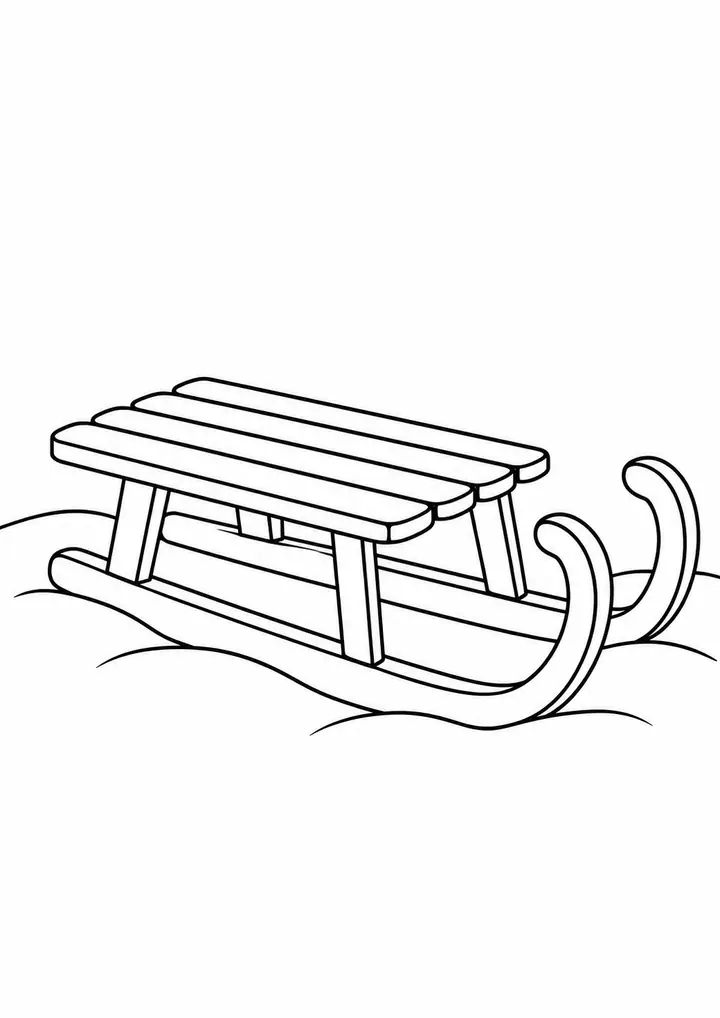 Sled on Snow line art