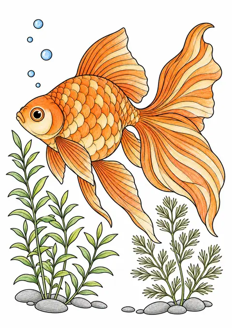 金魚と水草 色見本