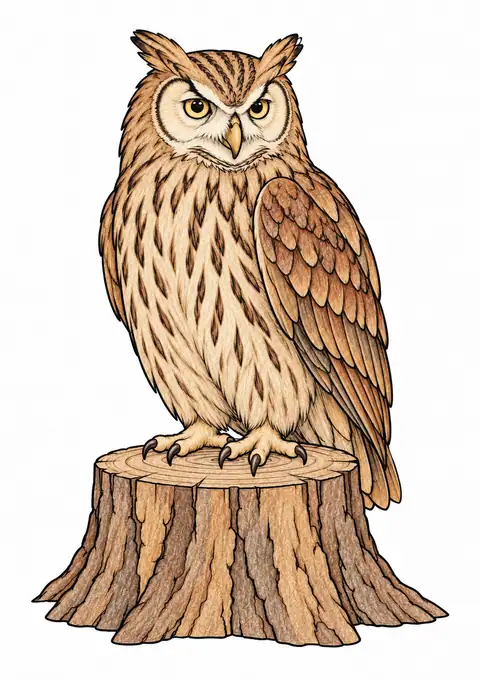 フクロウと切り株 色見本