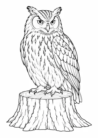 フクロウと切り株