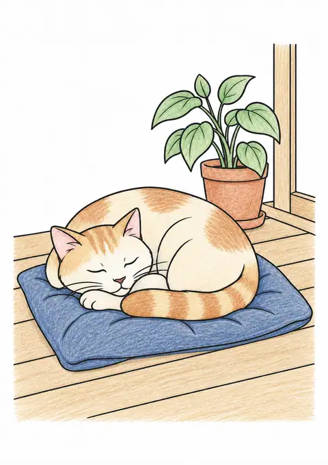 縁側で眠る猫 色見本