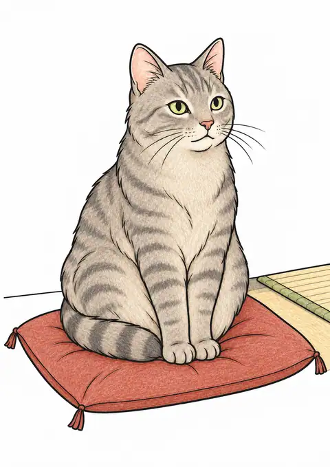 座布団に座る猫 色見本