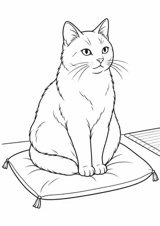 座布団に座る猫