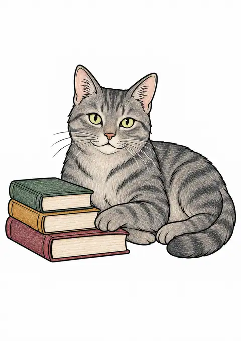 本の横の猫 色見本