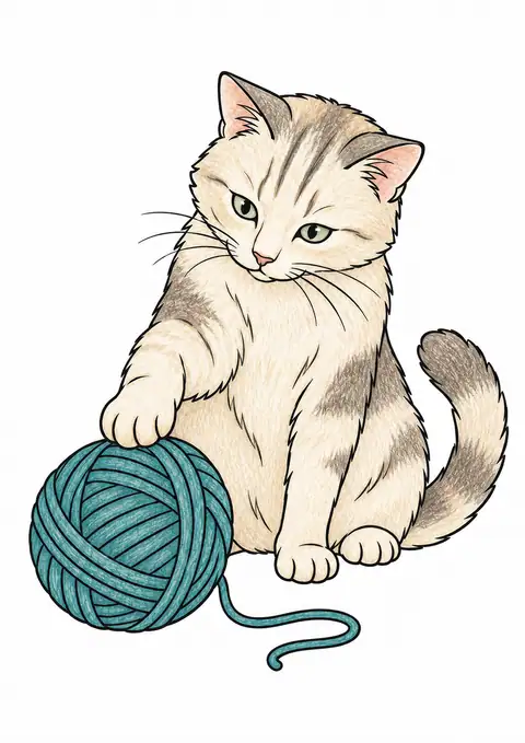 毛糸で遊ぶ猫 色見本