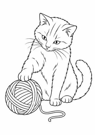 毛糸で遊ぶ猫