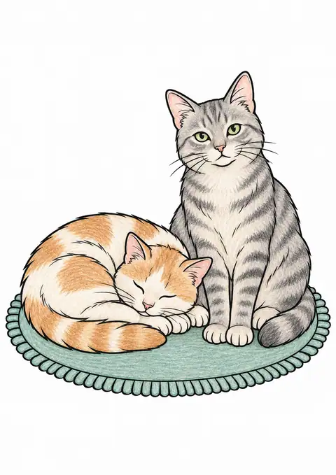 ひなたぼっこの二匹 色見本