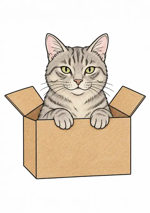 箱から顔を出す猫 色見本