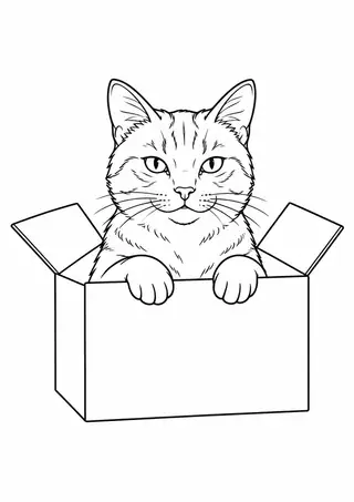 箱から顔を出す猫