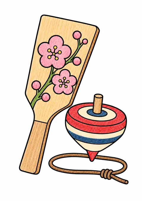 羽子板とこま 色見本