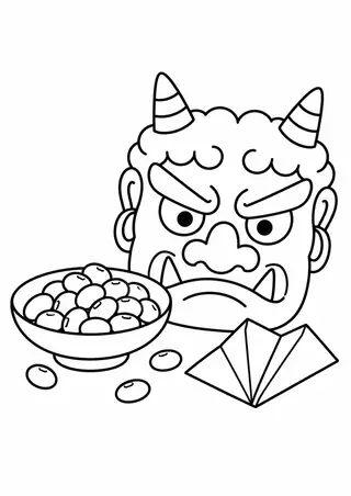 節分の豆とお面
