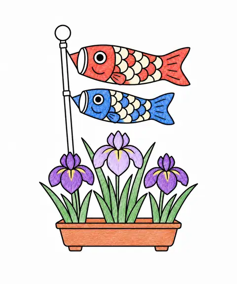 こいのぼりと菖蒲 色見本