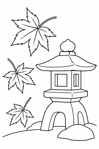 もみじと石灯籠