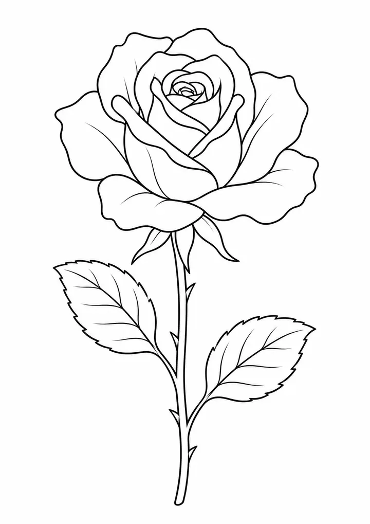 一輪のバラ 線画