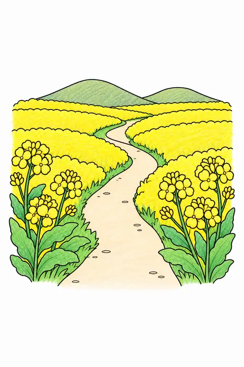菜の花畑の小道 色見本