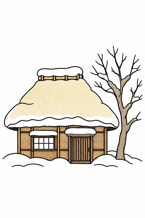 雪の積もる古民家 色見本