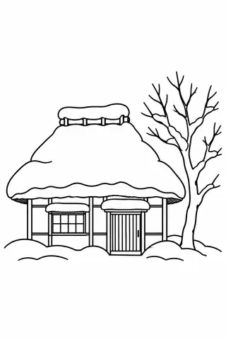 雪の積もる古民家