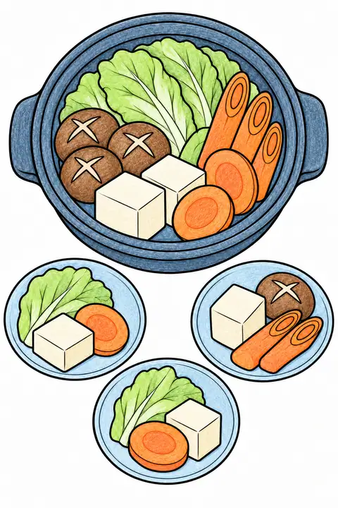 鍋料理と取り皿 色見本